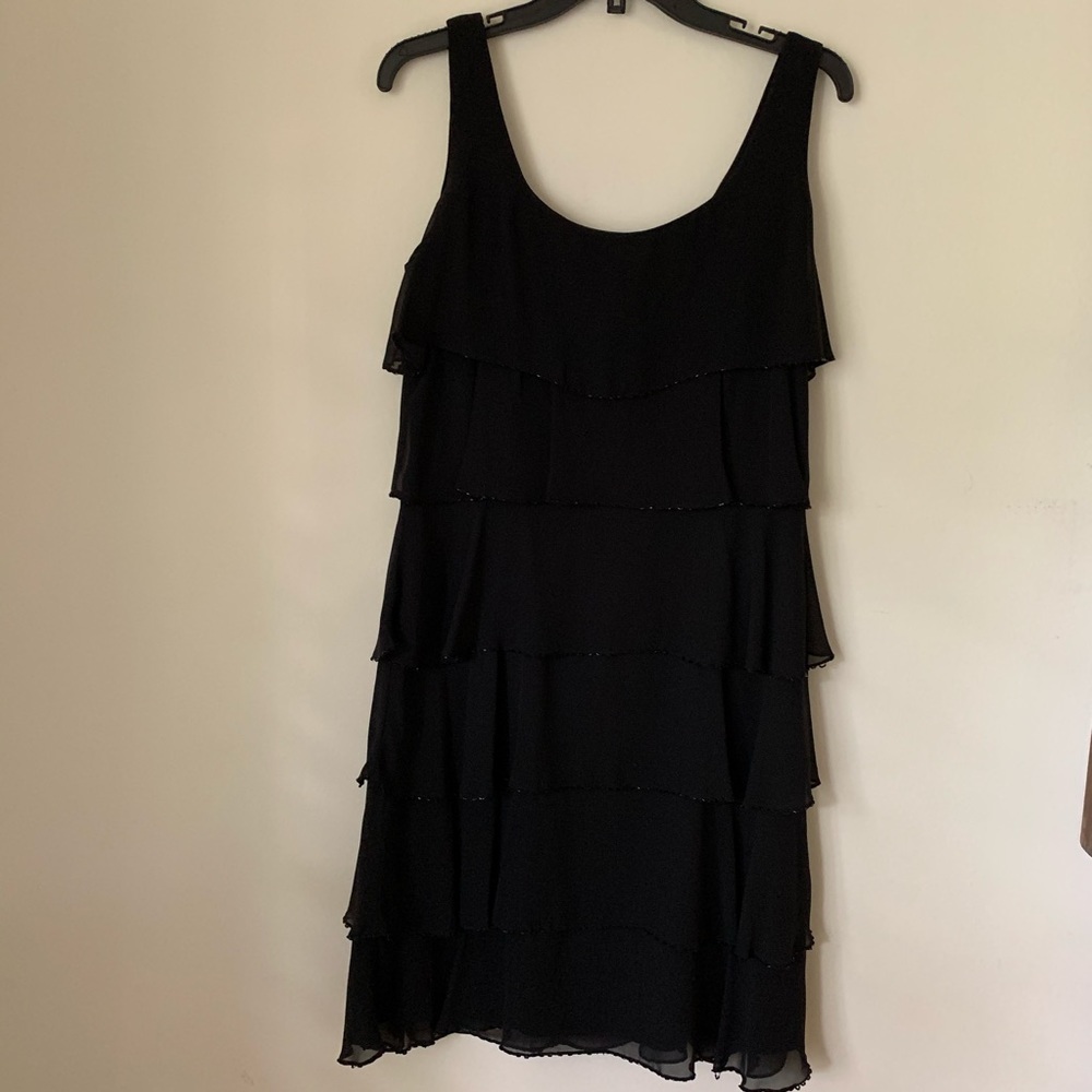 Black ruffled semi-formal cocktail dress